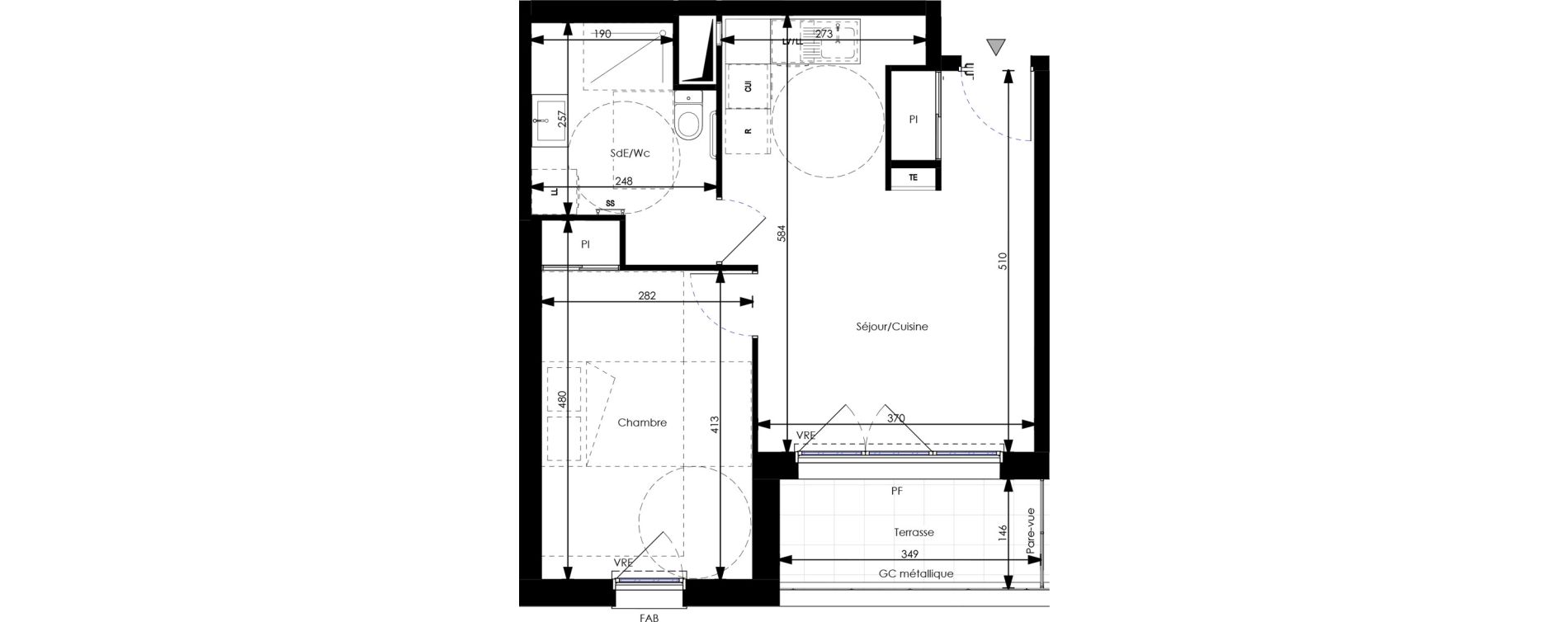 Appartement T2 de 40,92 m2 &agrave; Orl&eacute;ans Blossi&egrave;res - murlins - acacias