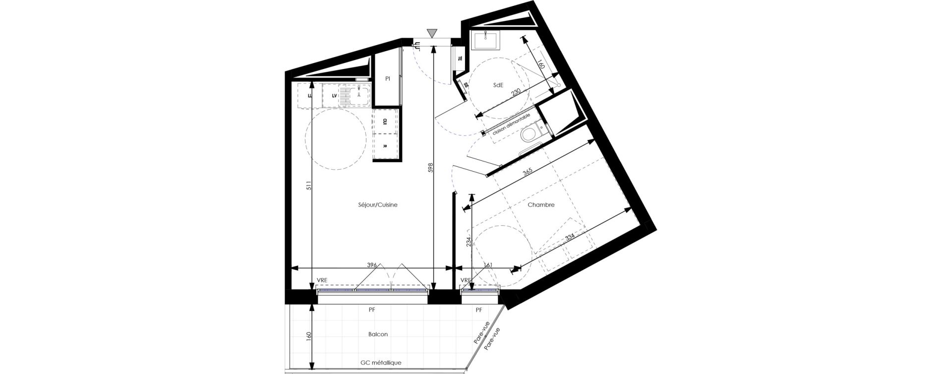 Appartement T2 de 40,82 m2 &agrave; Orl&eacute;ans Blossi&egrave;res - murlins - acacias