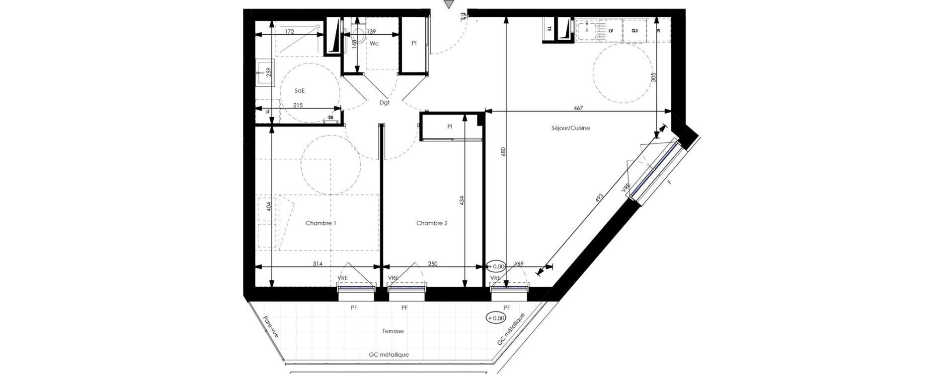 Appartement T3 de 63,37 m2 &agrave; Orl&eacute;ans Blossi&egrave;res - murlins - acacias