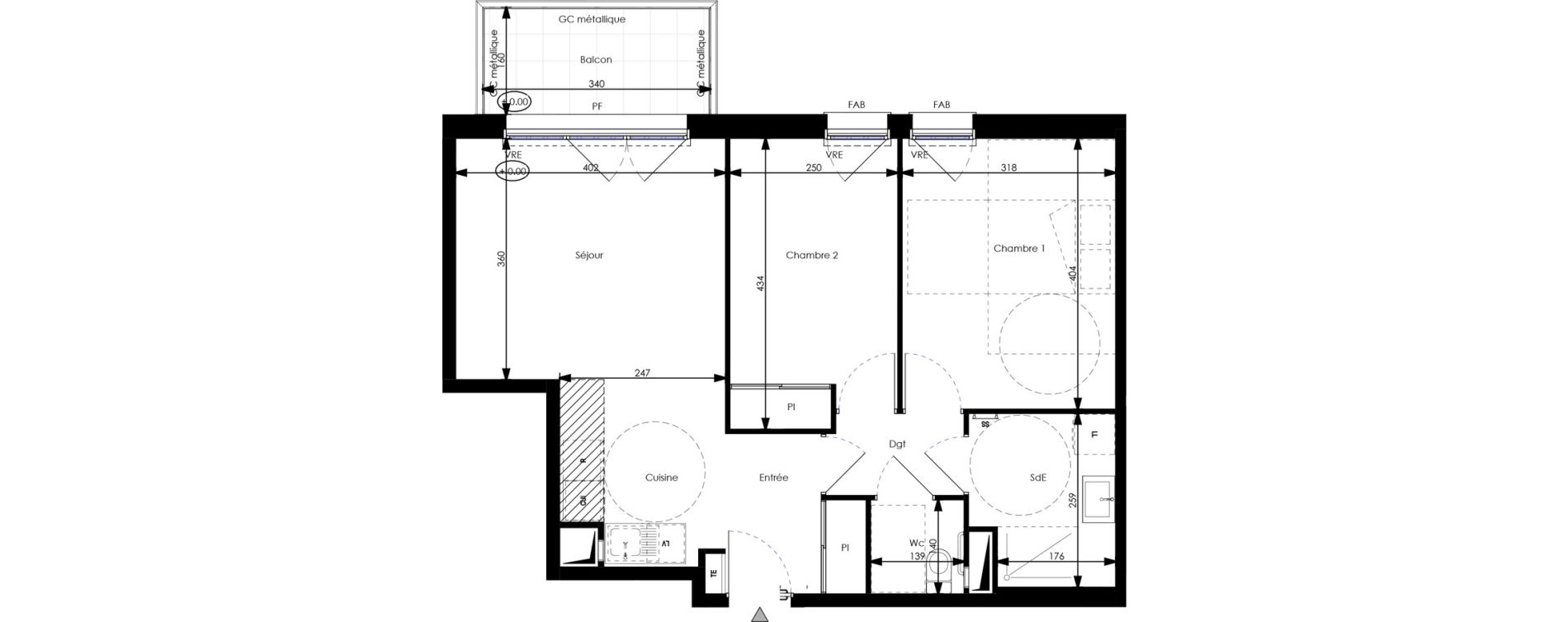 Appartement T3 de 58,47 m2 &agrave; Orl&eacute;ans Blossi&egrave;res - murlins - acacias