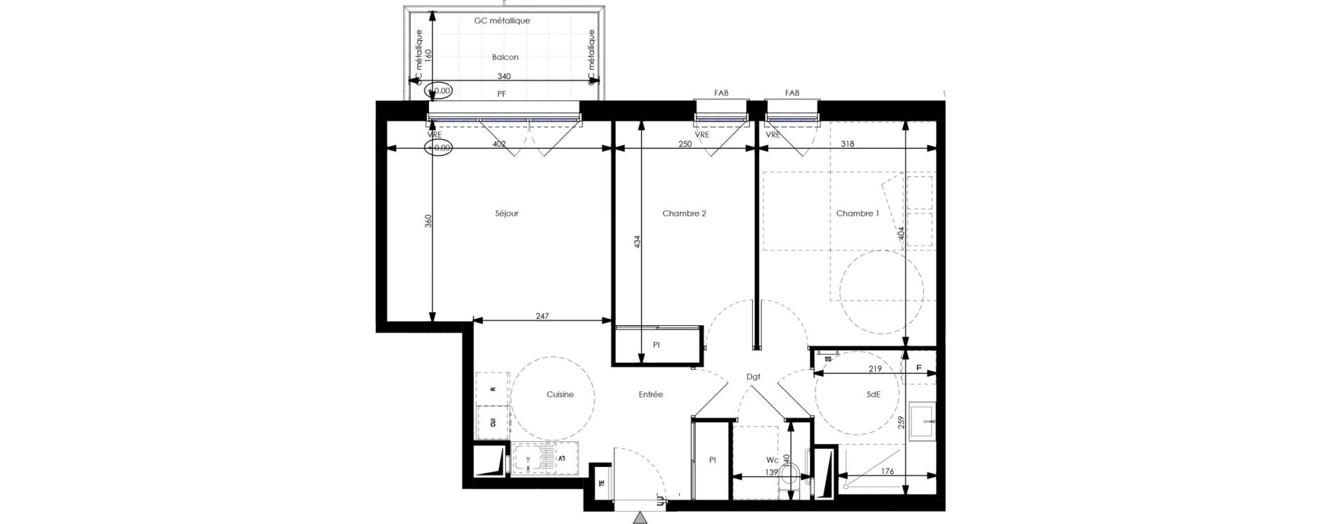 Appartement T3 de 58,47 m2 &agrave; Orl&eacute;ans Blossi&egrave;res - murlins - acacias