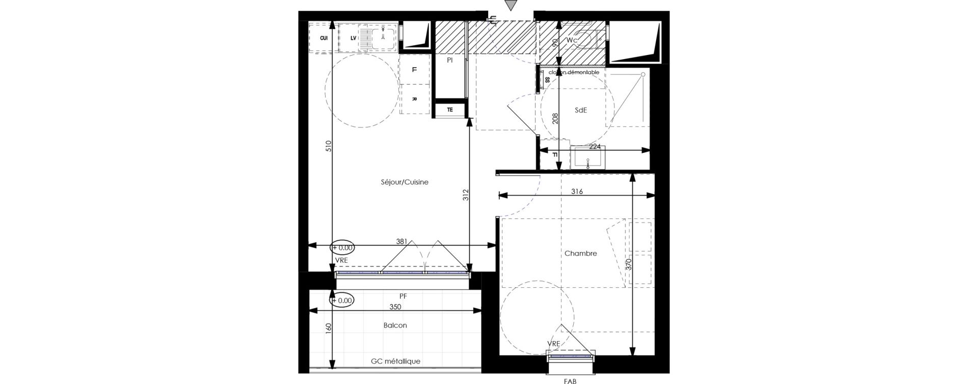 Appartement T2 de 38,80 m2 &agrave; Orl&eacute;ans Blossi&egrave;res - murlins - acacias