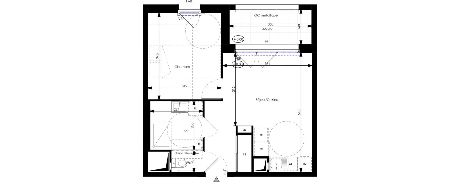 Appartement T2 de 38,53 m2 &agrave; Orl&eacute;ans Blossi&egrave;res - murlins - acacias