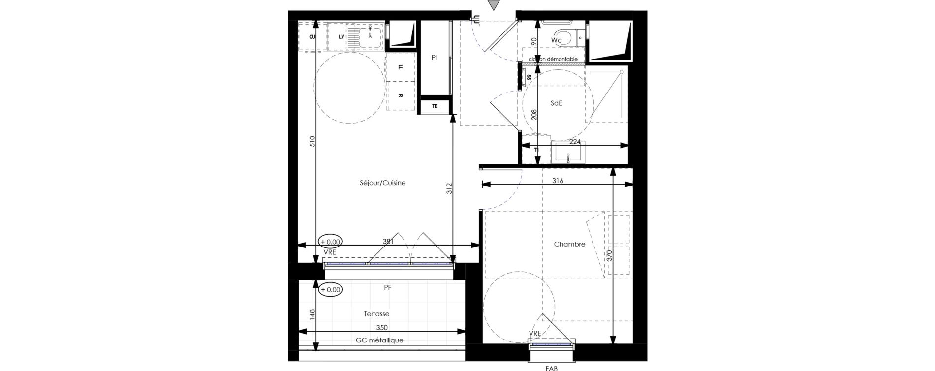 Appartement T2 de 38,80 m2 &agrave; Orl&eacute;ans Blossi&egrave;res - murlins - acacias