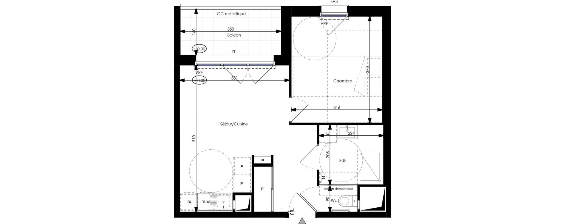 Appartement T2 de 39,22 m2 &agrave; Orl&eacute;ans Blossi&egrave;res - murlins - acacias