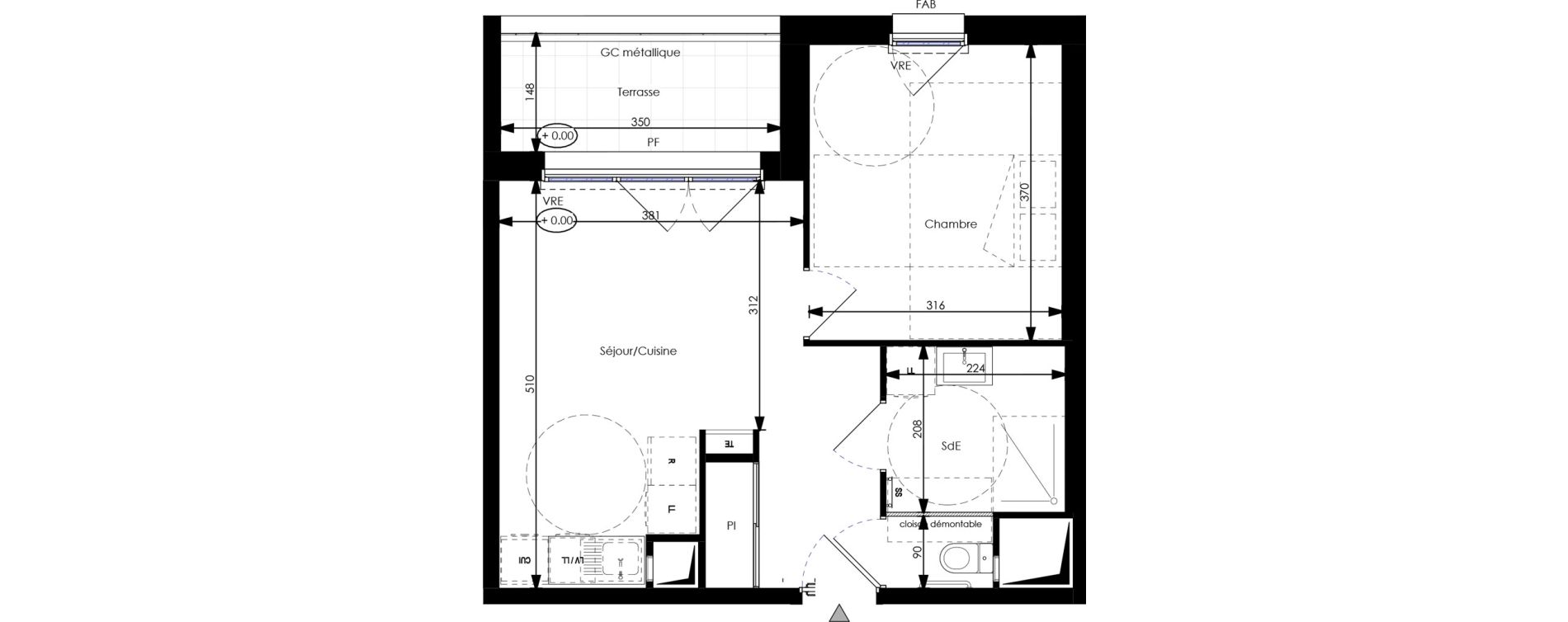 Appartement T2 de 39,22 m2 &agrave; Orl&eacute;ans Blossi&egrave;res - murlins - acacias