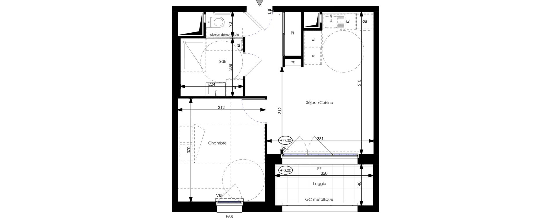 Appartement T2 de 38,53 m2 &agrave; Orl&eacute;ans Blossi&egrave;res - murlins - acacias