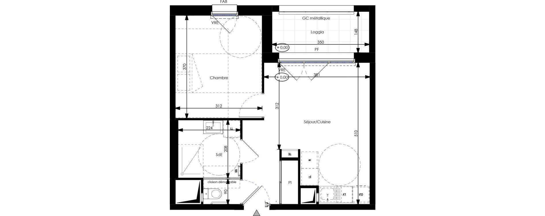 Appartement T2 de 38,53 m2 &agrave; Orl&eacute;ans Blossi&egrave;res - murlins - acacias