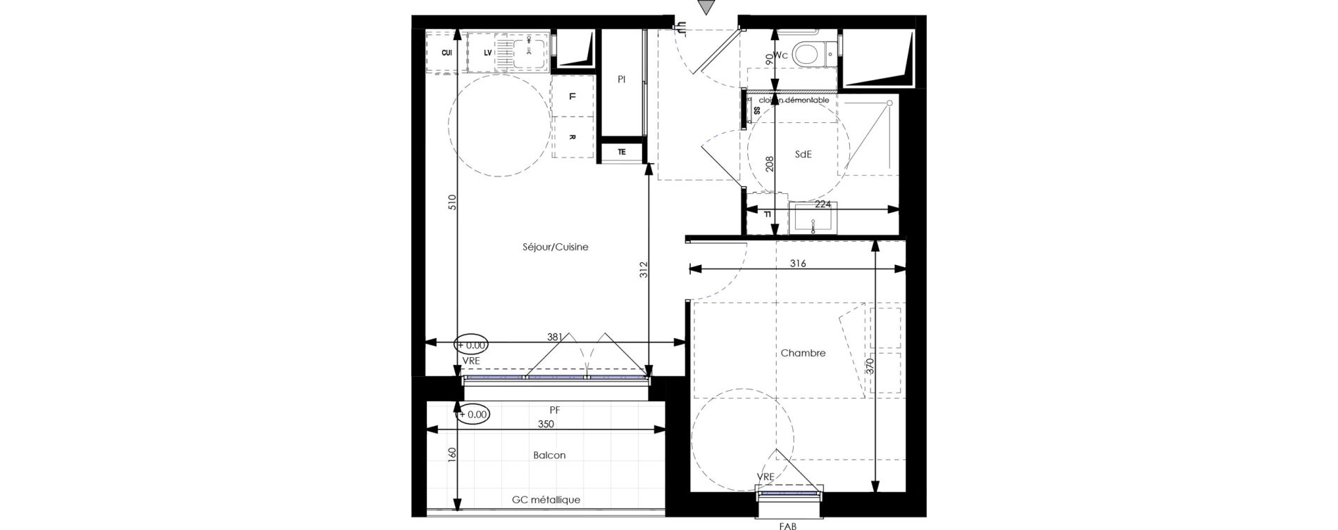 Appartement T2 de 38,80 m2 &agrave; Orl&eacute;ans Blossi&egrave;res - murlins - acacias