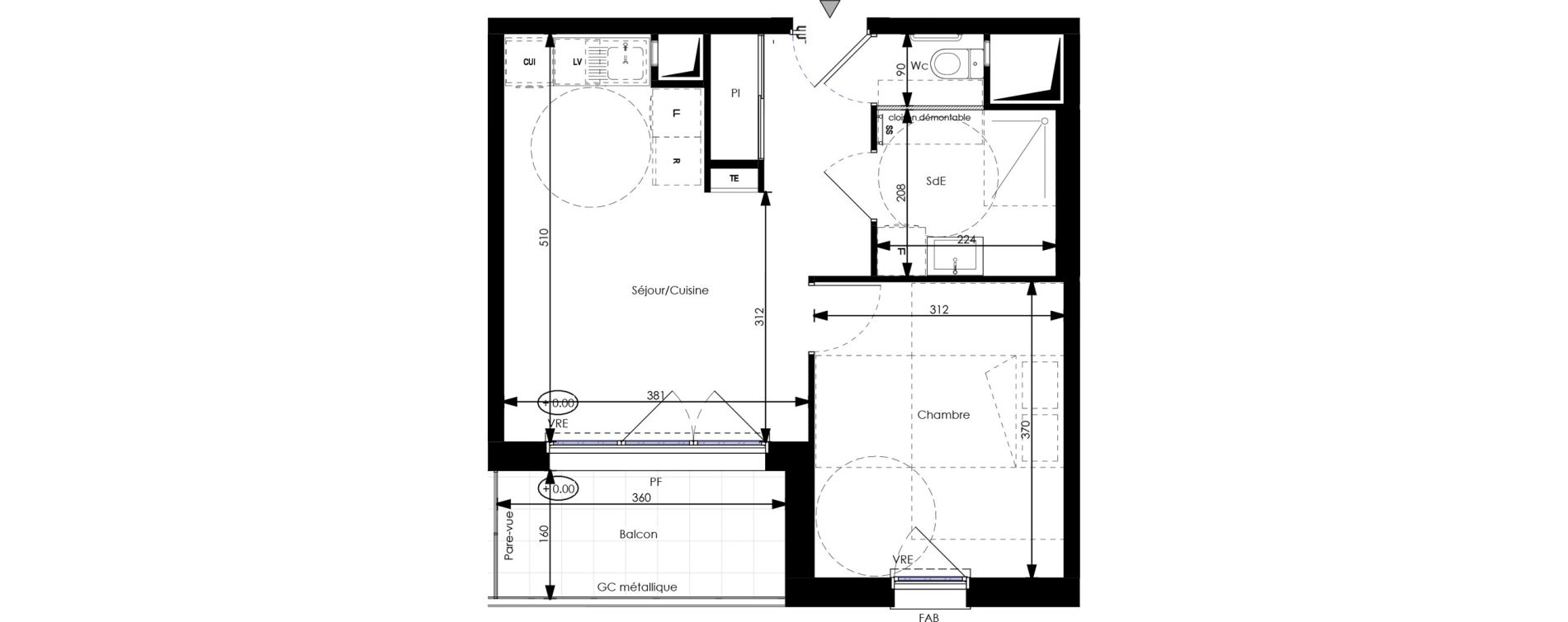 Appartement T2 de 38,53 m2 &agrave; Orl&eacute;ans Blossi&egrave;res - murlins - acacias