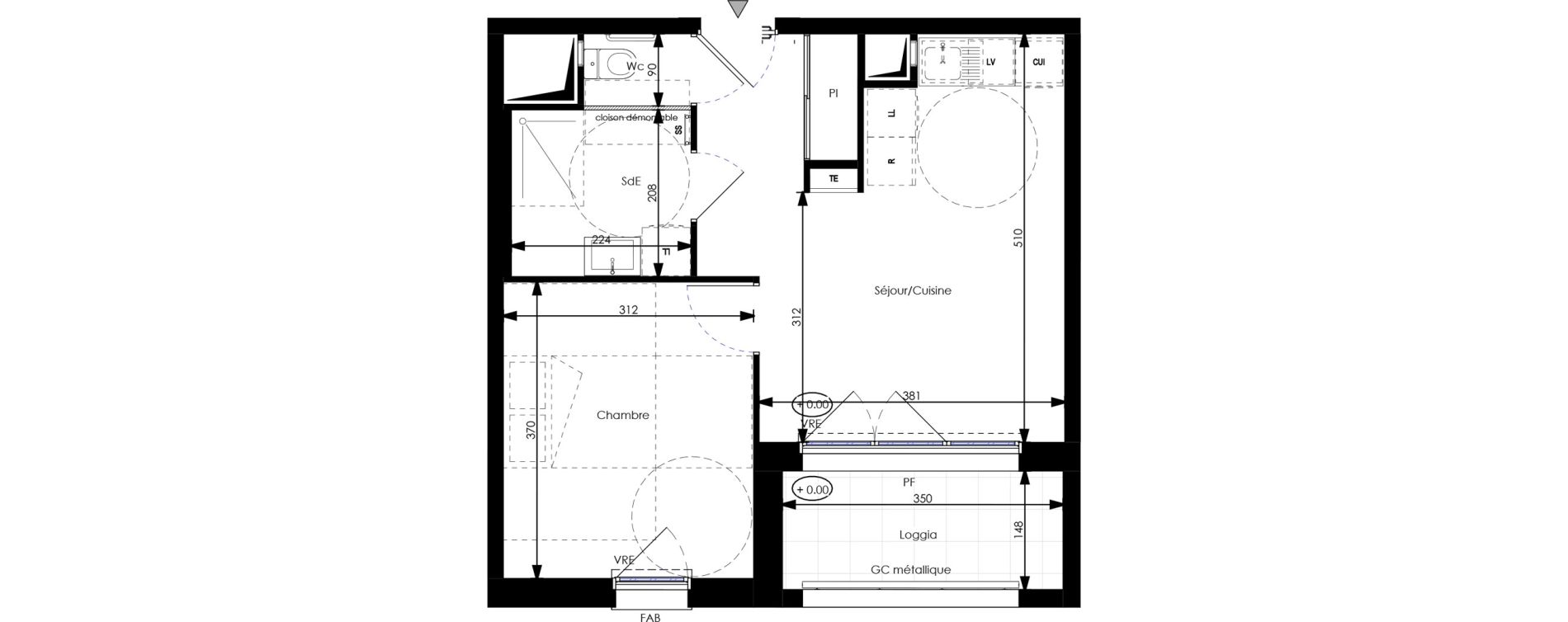 Appartement T2 de 38,53 m2 &agrave; Orl&eacute;ans Blossi&egrave;res - murlins - acacias