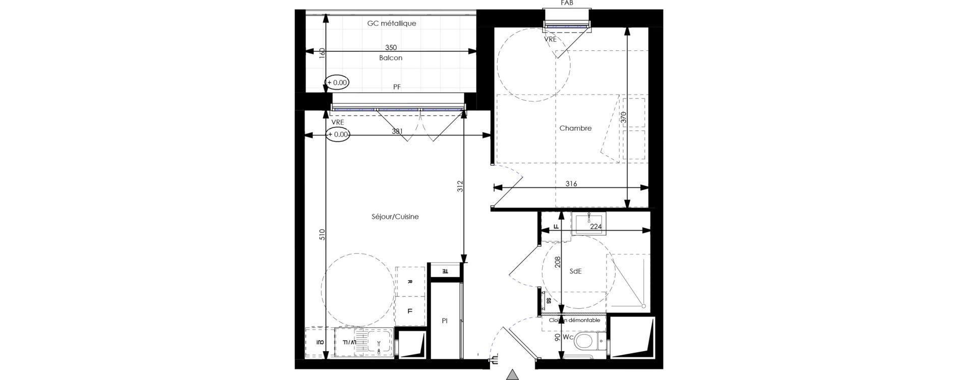 Appartement T2 de 39,22 m2 &agrave; Orl&eacute;ans Blossi&egrave;res - murlins - acacias