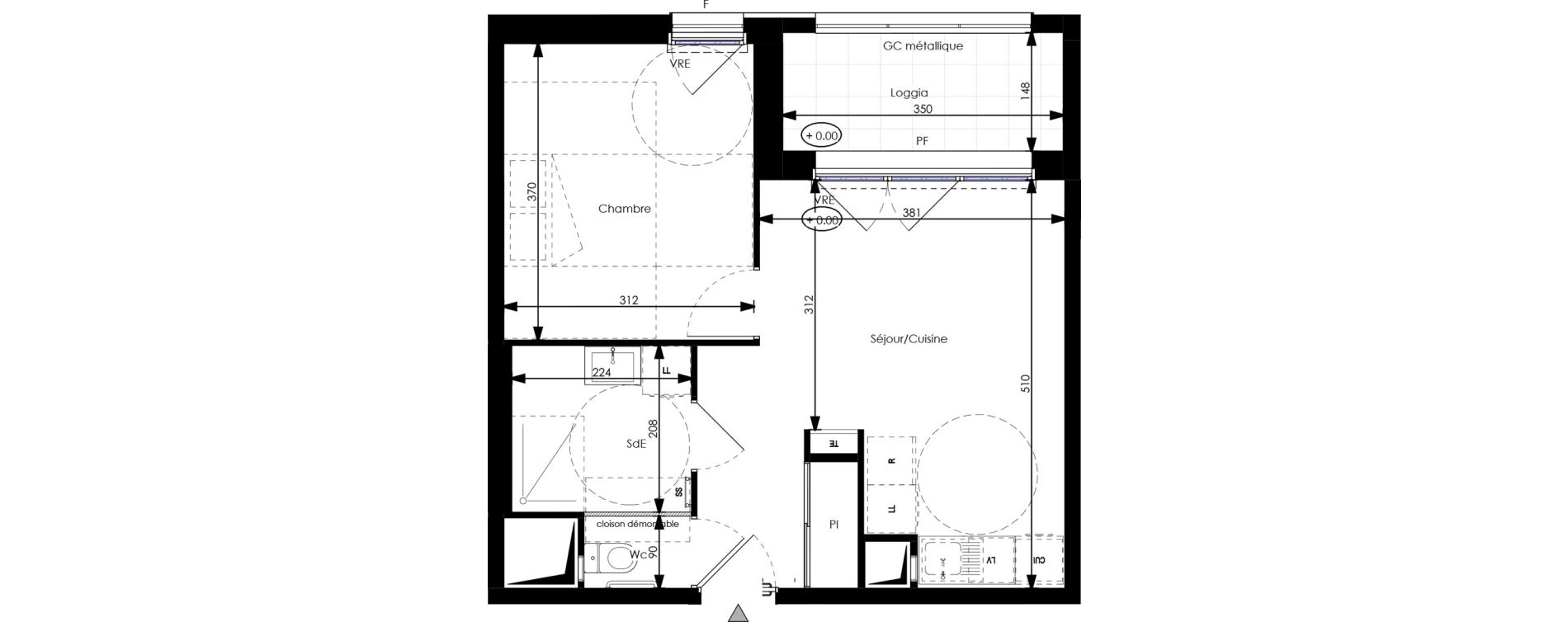 Appartement T2 de 38,53 m2 &agrave; Orl&eacute;ans Blossi&egrave;res - murlins - acacias