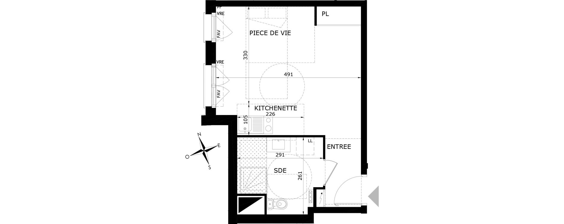Appartement T1 de 30,30 m2 &agrave; Orl&eacute;ans Blossi&egrave;res - murlins - acacias