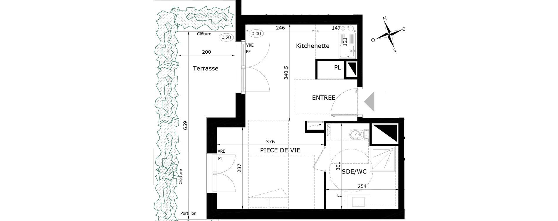 Appartement T1 de 30,85 m2 &agrave; Orl&eacute;ans Blossi&egrave;res - murlins - acacias
