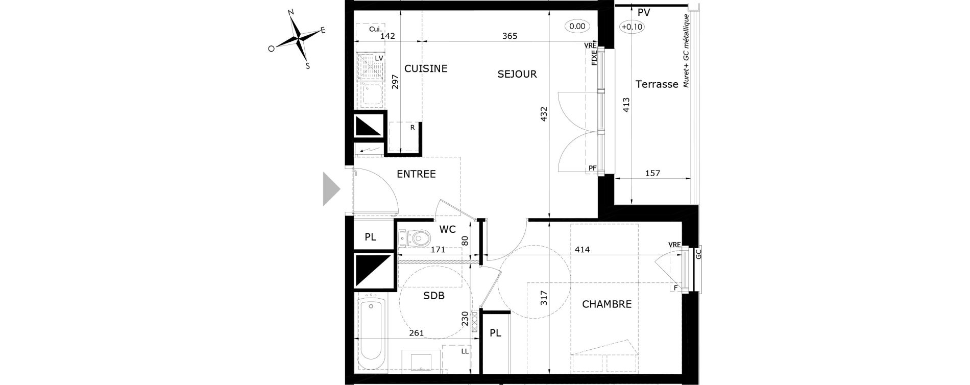Appartement T2 de 41,55 m2 &agrave; Orl&eacute;ans Blossi&egrave;res - murlins - acacias