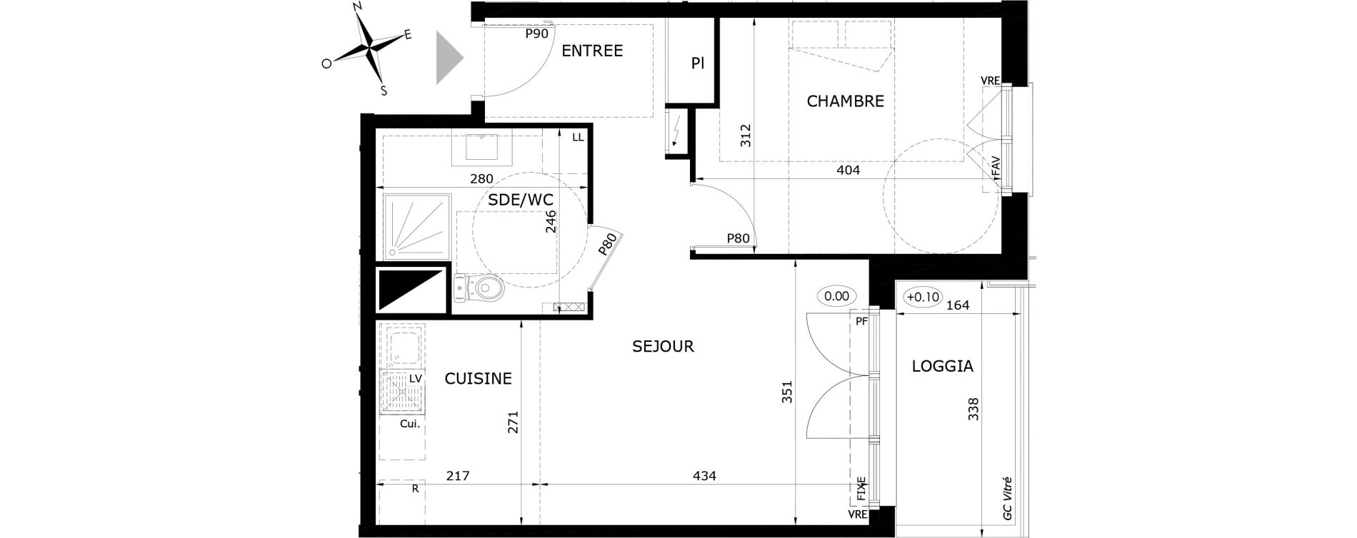 Appartement T2 de 45,15 m2 &agrave; Orl&eacute;ans Blossi&egrave;res - murlins - acacias