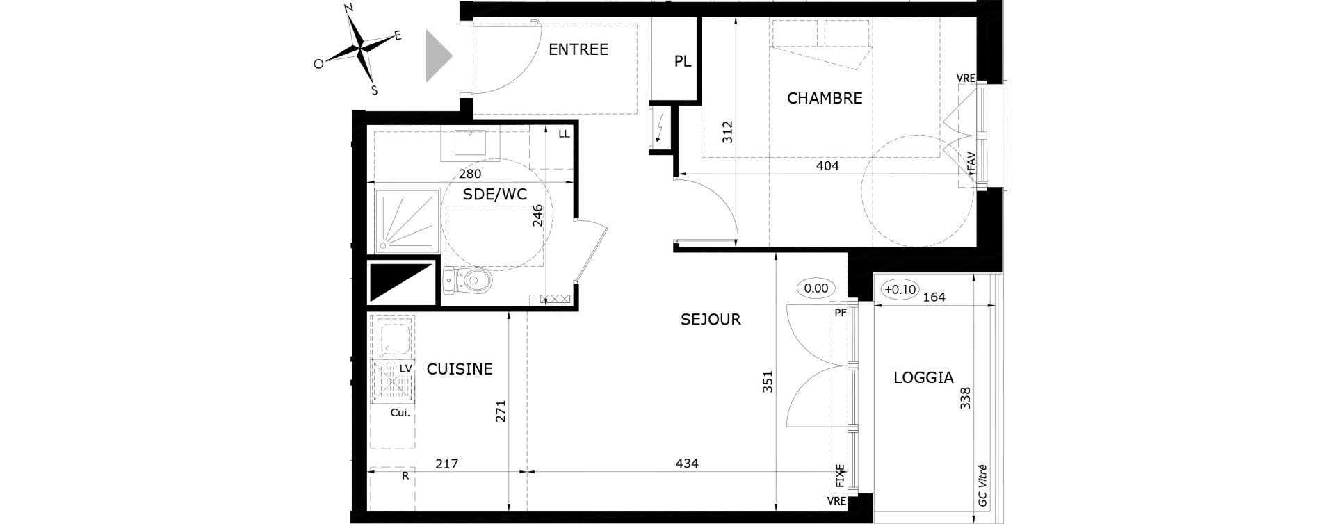 Appartement T2 de 45,15 m2 &agrave; Orl&eacute;ans Blossi&egrave;res - murlins - acacias
