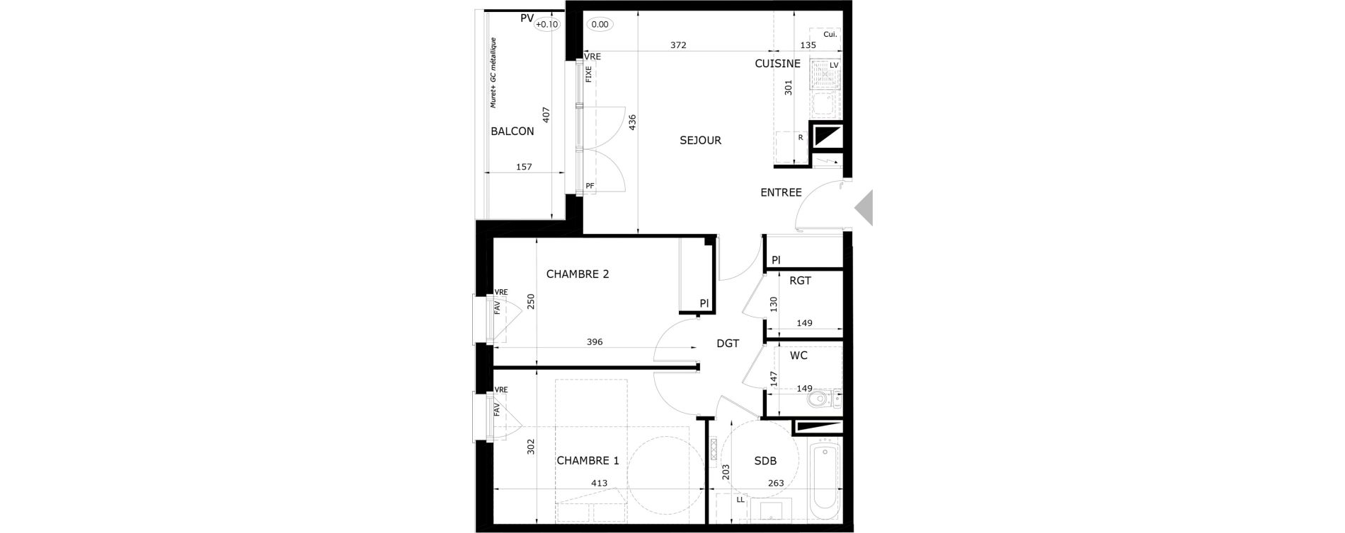 Appartement T3 de 58,00 m2 &agrave; Orl&eacute;ans Blossi&egrave;res - murlins - acacias
