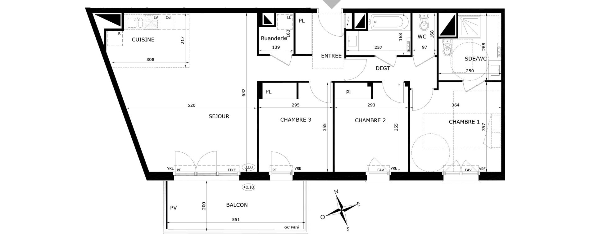 Appartement T4 de 90,50 m2 &agrave; Orl&eacute;ans Blossi&egrave;res - murlins - acacias