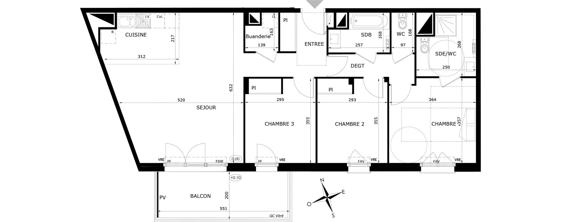 Appartement T4 de 90,50 m2 &agrave; Orl&eacute;ans Blossi&egrave;res - murlins - acacias