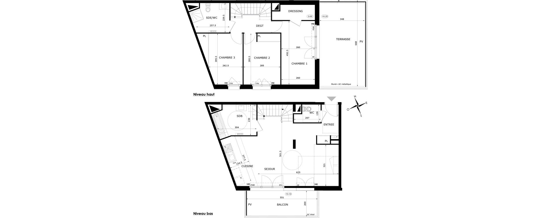 Duplex T4 de 101,35 m2 &agrave; Orl&eacute;ans Blossi&egrave;res - murlins - acacias
