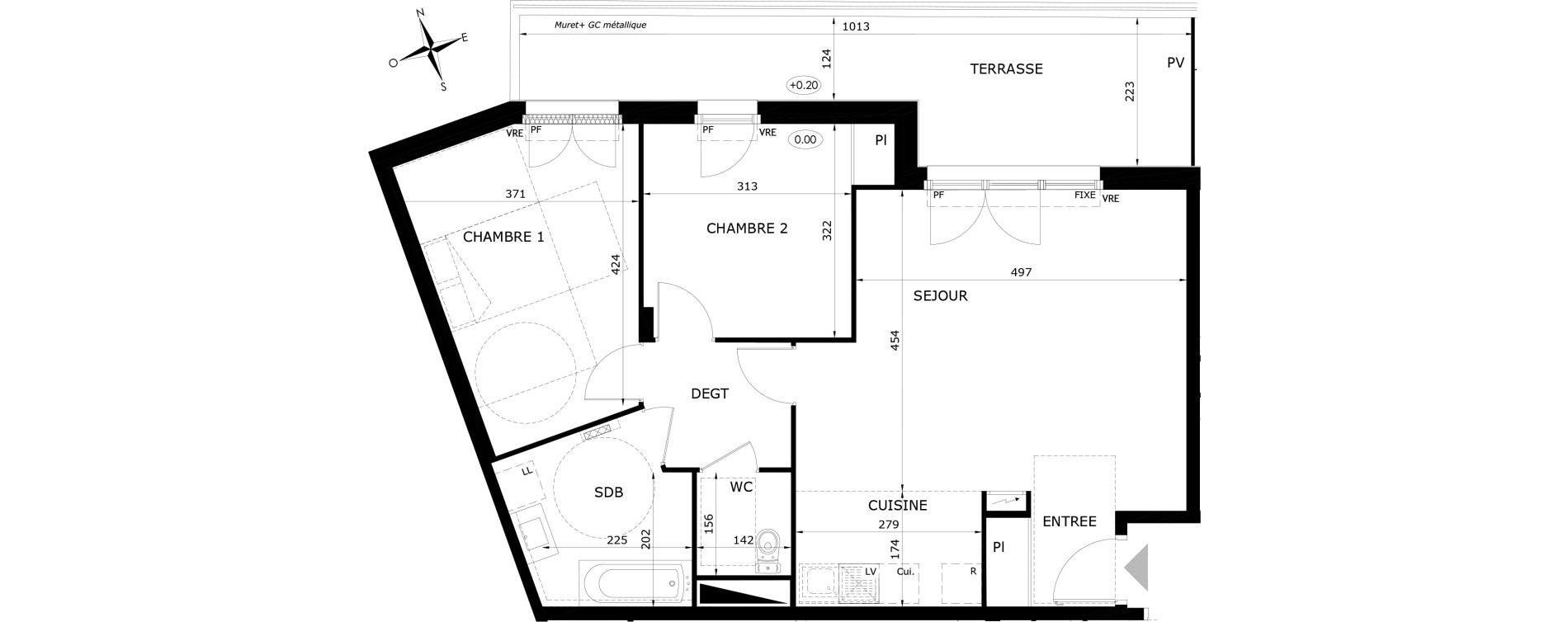 Appartement T3 de 70,10 m2 &agrave; Orl&eacute;ans Blossi&egrave;res - murlins - acacias