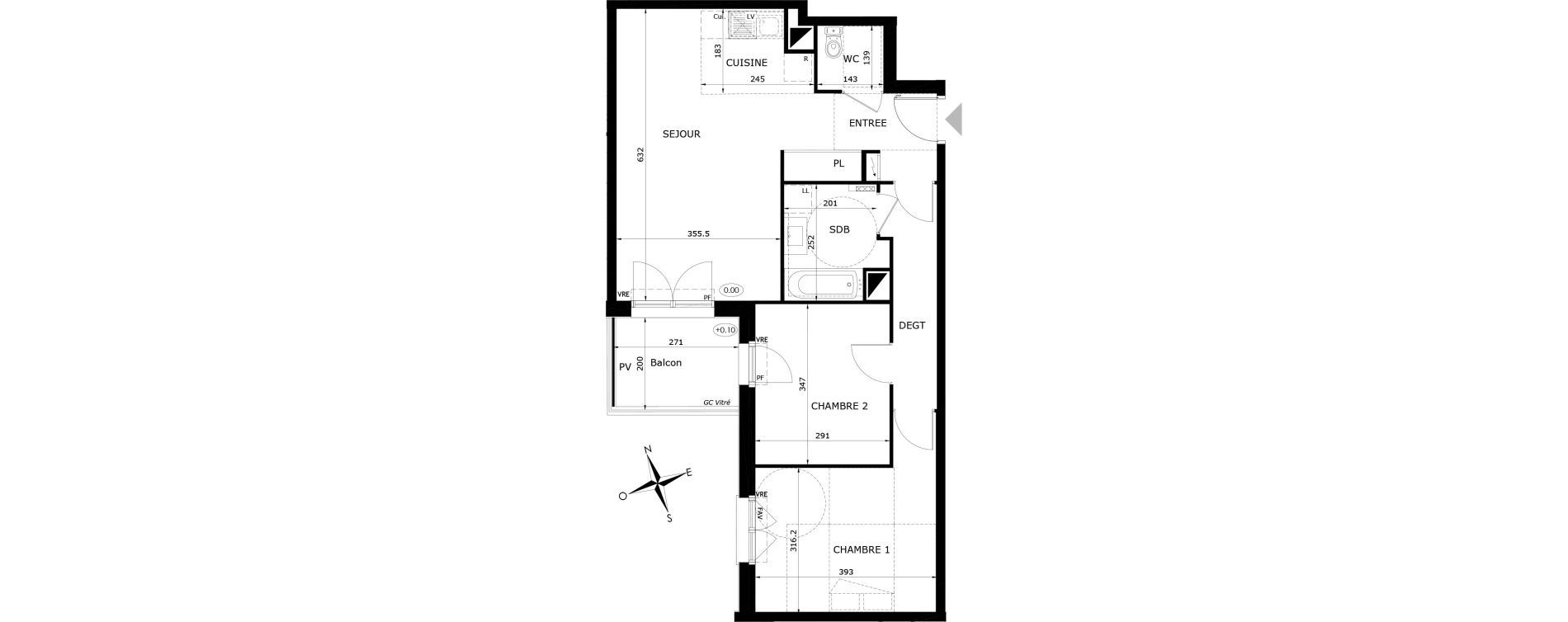 Appartement T3 de 64,55 m2 &agrave; Orl&eacute;ans Blossi&egrave;res - murlins - acacias