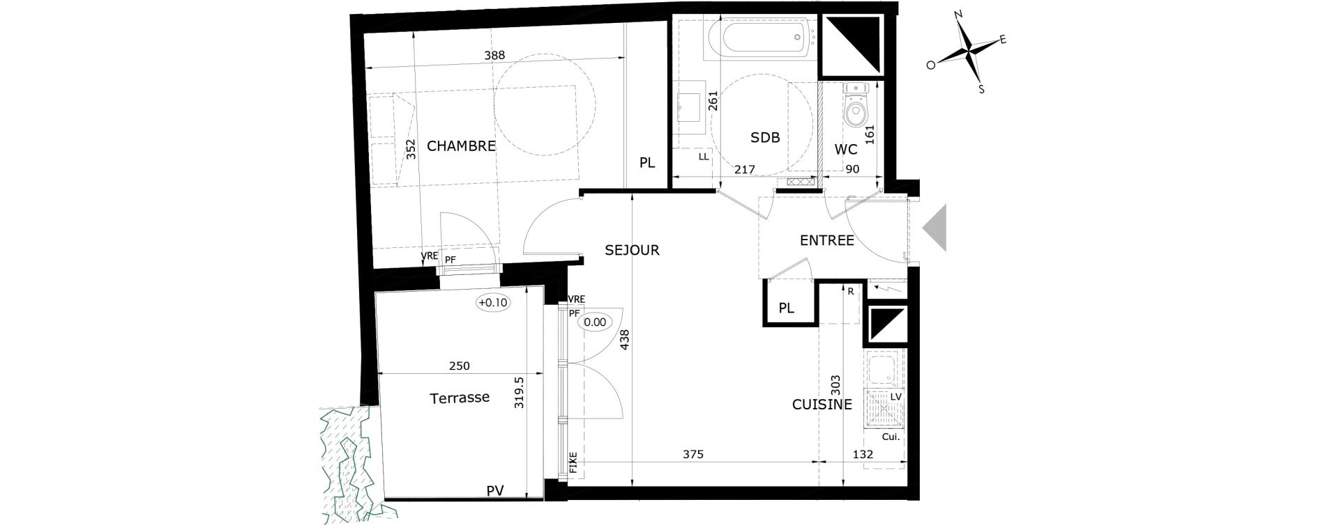 Appartement T2 de 42,50 m2 &agrave; Orl&eacute;ans Blossi&egrave;res - murlins - acacias
