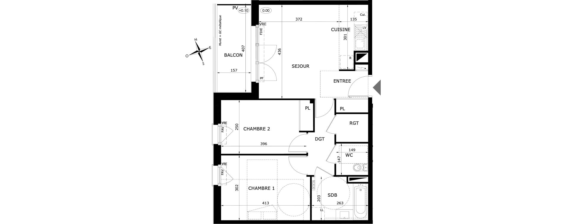 Appartement T3 de 58,00 m2 &agrave; Orl&eacute;ans Blossi&egrave;res - murlins - acacias