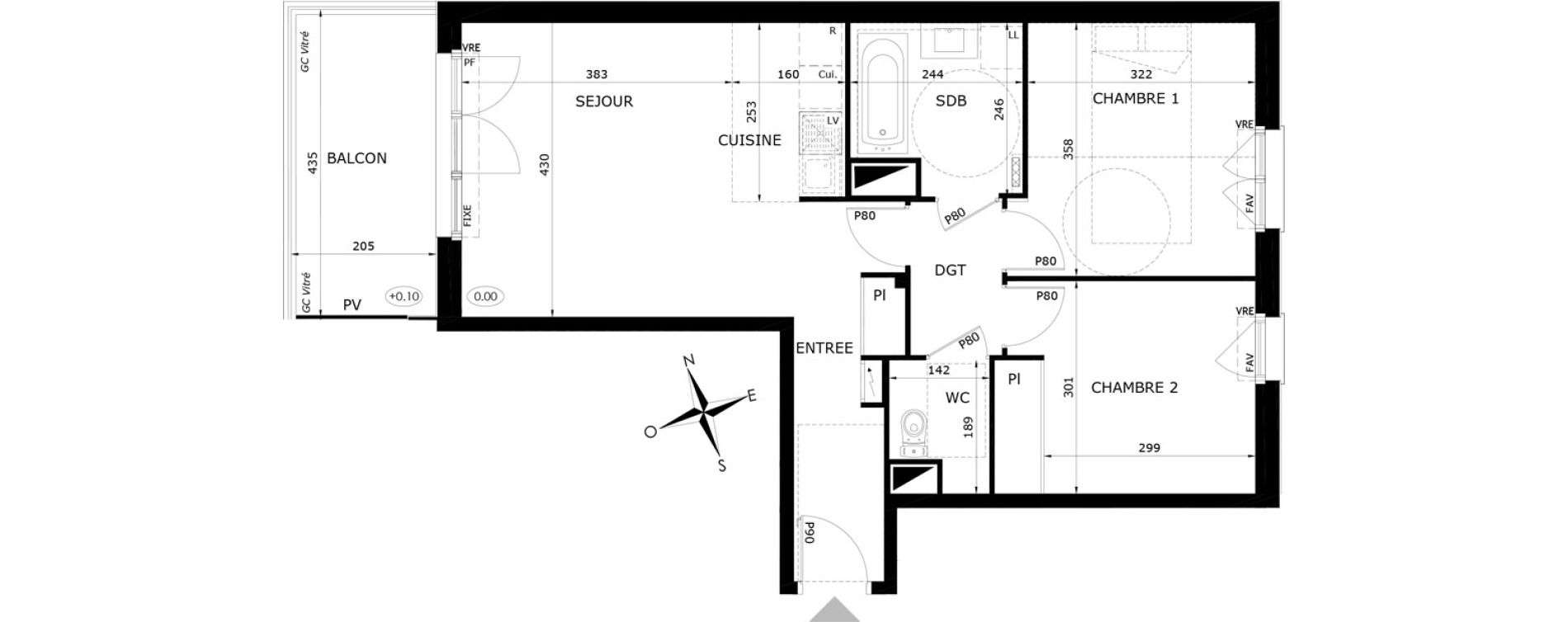 Appartement T3 de 61,85 m2 &agrave; Orl&eacute;ans Blossi&egrave;res - murlins - acacias