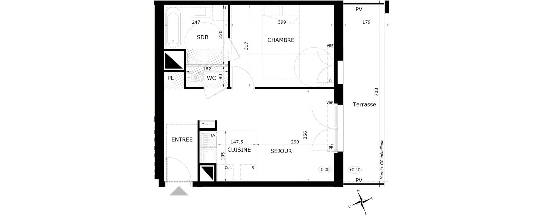 Appartement T2 de 41,55 m2 &agrave; Orl&eacute;ans Blossi&egrave;res - murlins - acacias