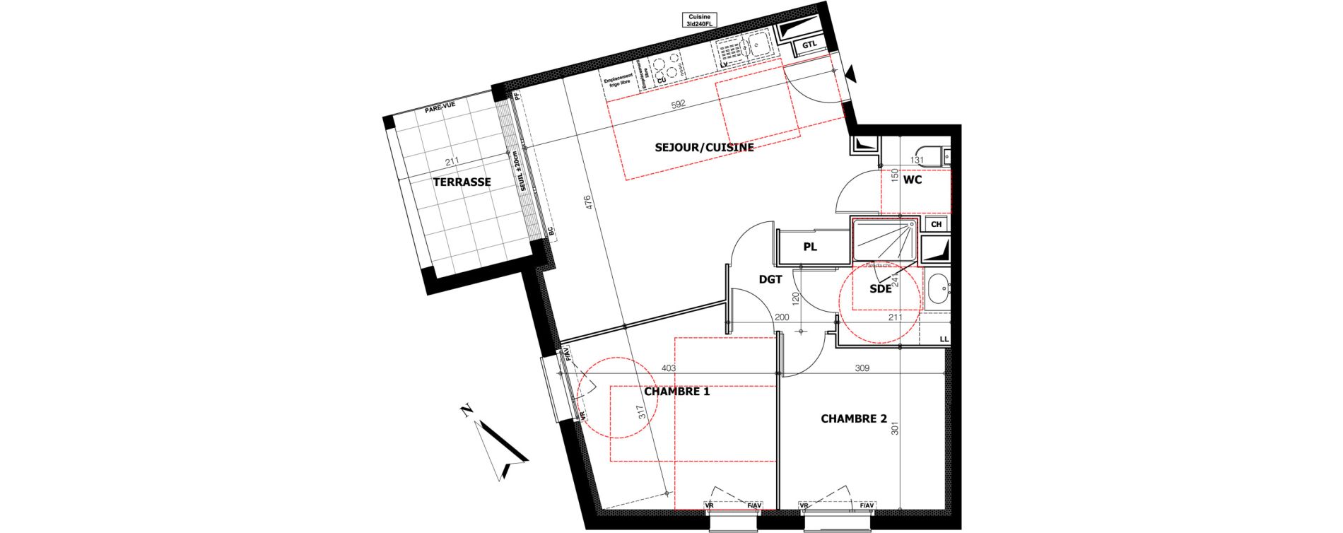 Appartement T3 de 57,88 m2 &agrave; Orl&eacute;ans Ch&acirc;teaudun - dunois - faubourg bannier
