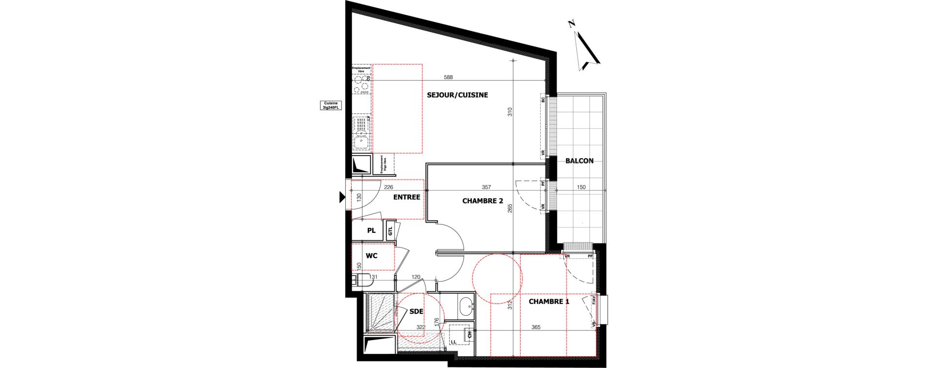 Appartement T3 de 58,27 m2 &agrave; Orl&eacute;ans Ch&acirc;teaudun - dunois - faubourg bannier