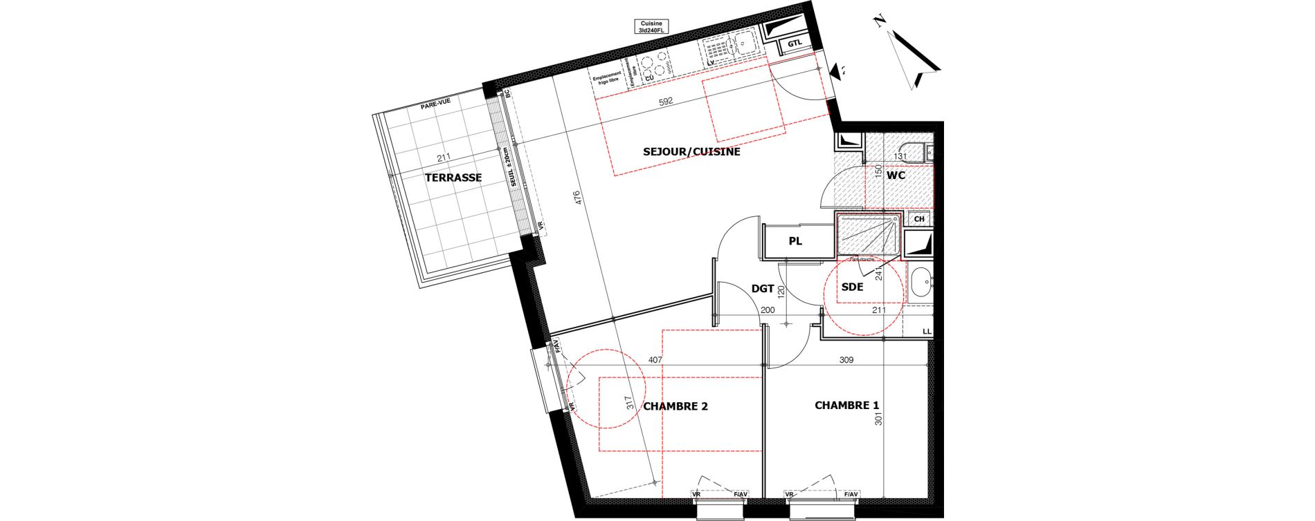 Appartement T3 de 57,82 m2 &agrave; Orl&eacute;ans Ch&acirc;teaudun - dunois - faubourg bannier