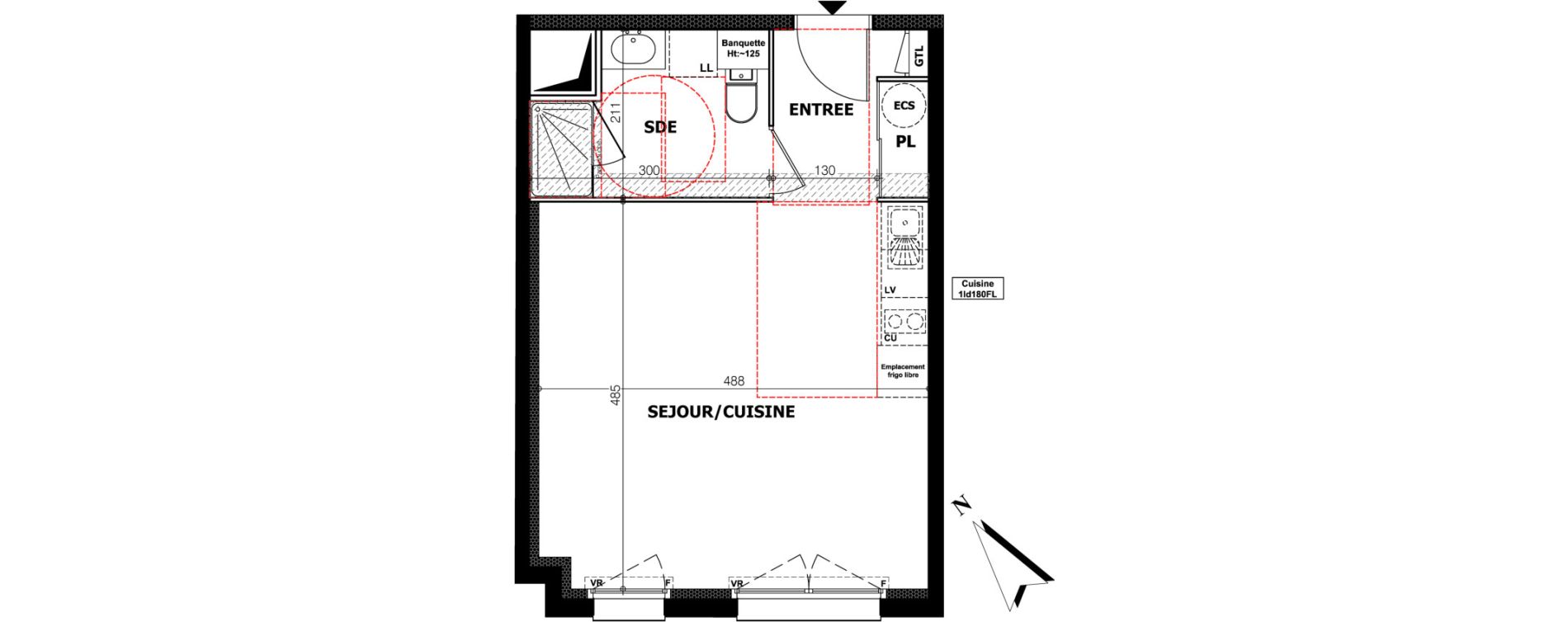Appartement T1 de 33,00 m2 &agrave; Orl&eacute;ans Ch&acirc;teaudun - dunois - faubourg bannier
