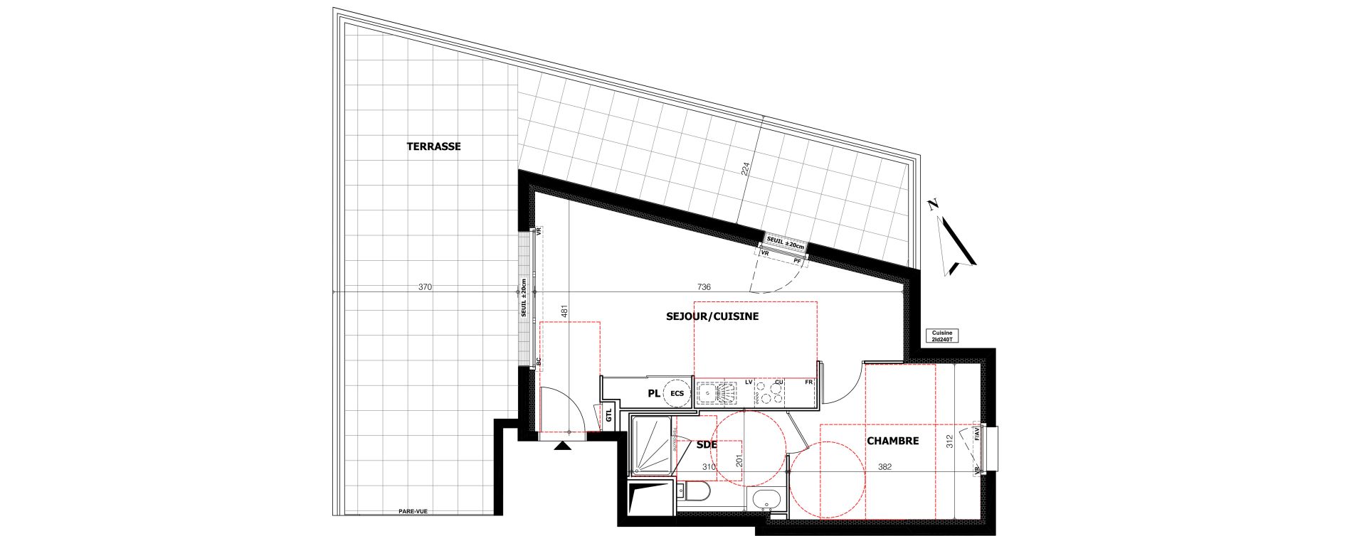 Appartement T2 de 40,73 m2 &agrave; Orl&eacute;ans Ch&acirc;teaudun - dunois - faubourg bannier