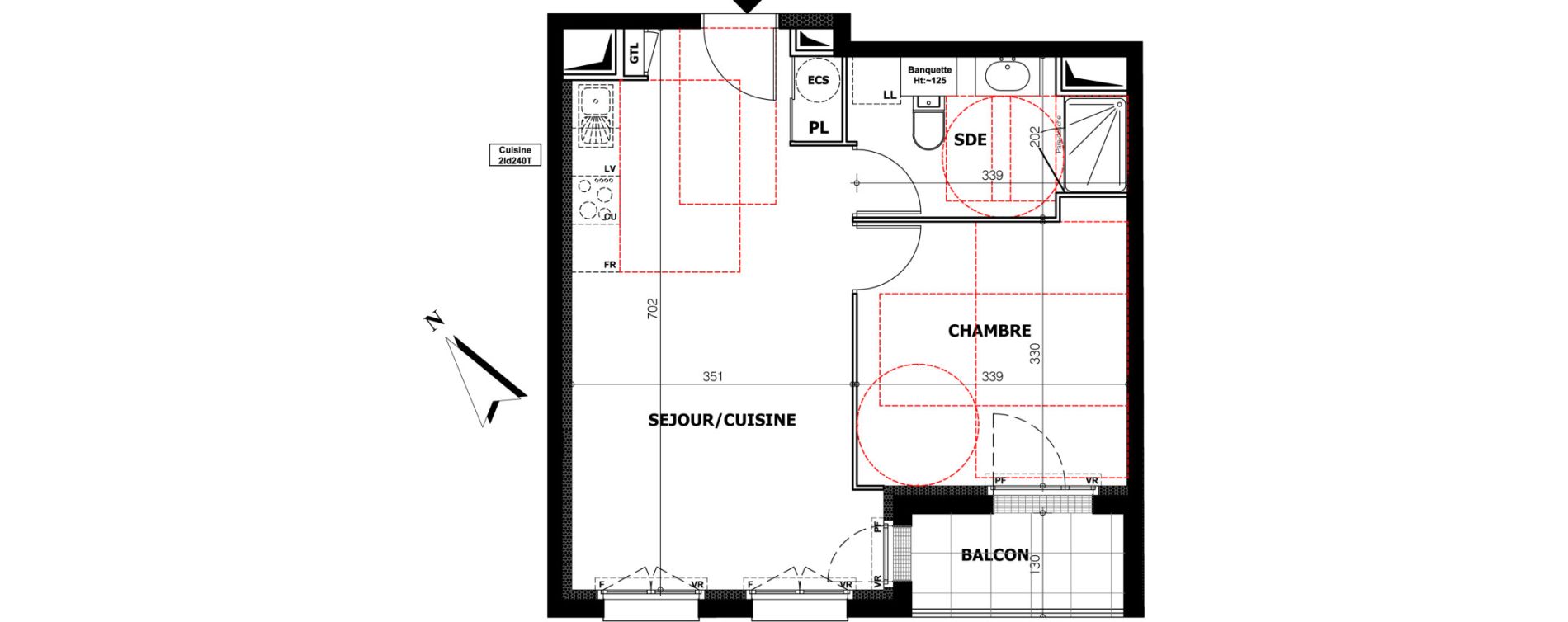Appartement T2 de 41,39 m2 &agrave; Orl&eacute;ans Ch&acirc;teaudun - dunois - faubourg bannier