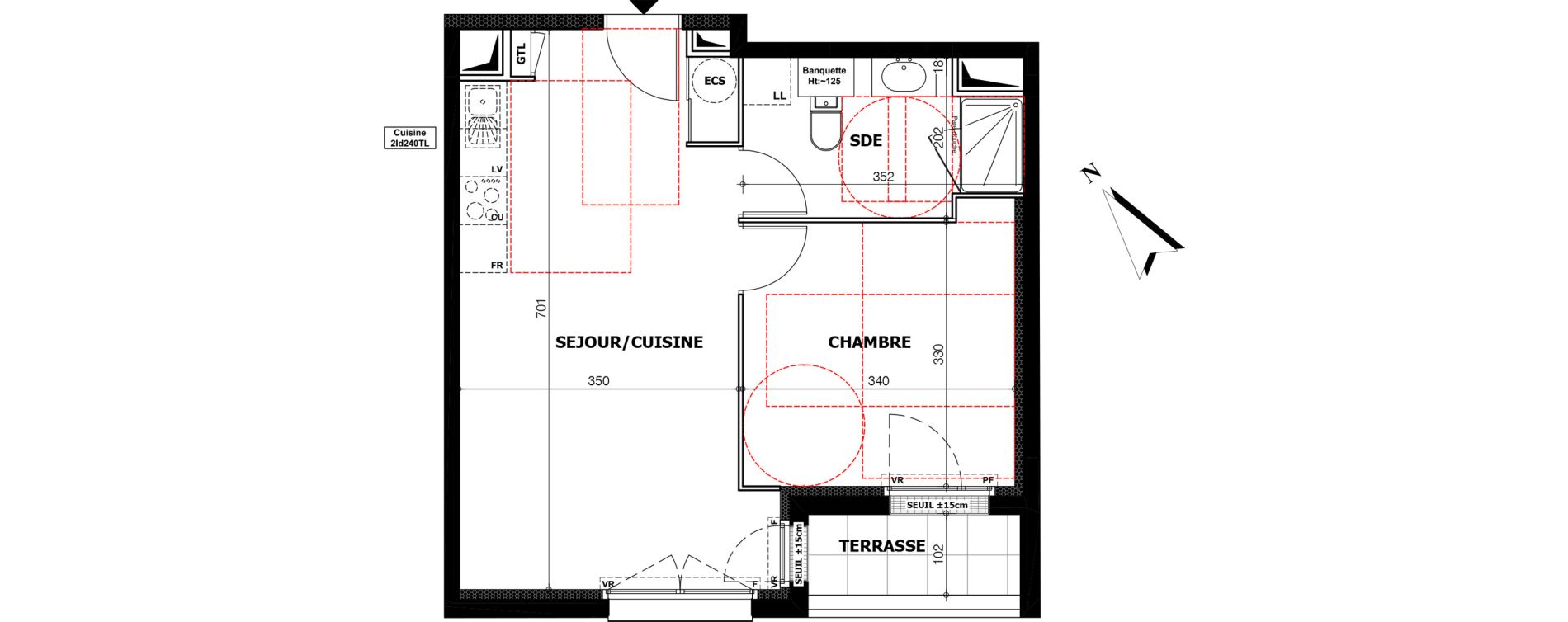 Appartement T2 de 41,75 m2 &agrave; Orl&eacute;ans Ch&acirc;teaudun - dunois - faubourg bannier