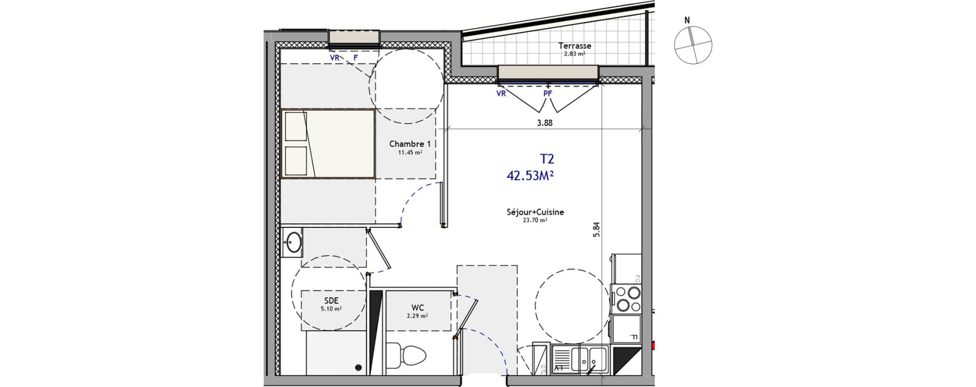 Appartement T2 de 42,53 m2 &agrave; Orl&eacute;ans Argonne - n&eacute;cotin - belneuf