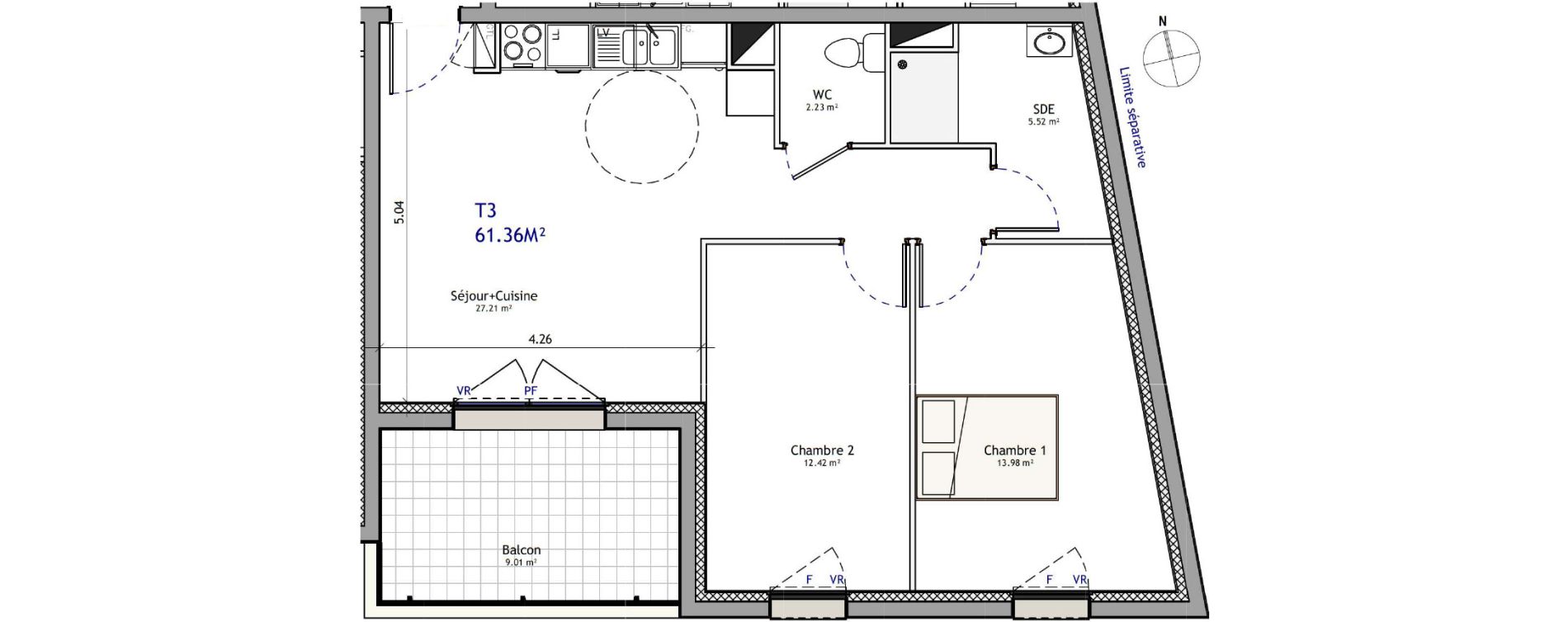 Appartement T3 de 61,36 m2 &agrave; Orl&eacute;ans Argonne - n&eacute;cotin - belneuf