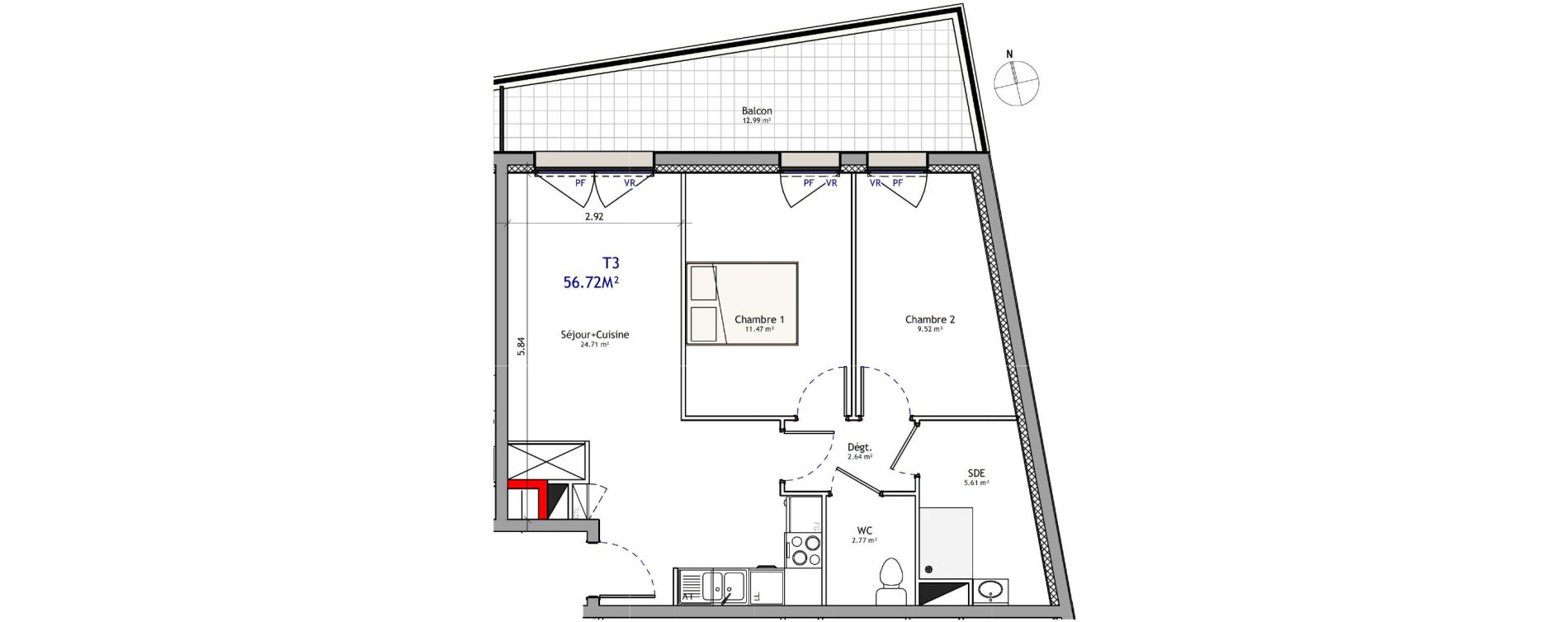 Appartement T3 de 56,72 m2 &agrave; Orl&eacute;ans Argonne - n&eacute;cotin - belneuf