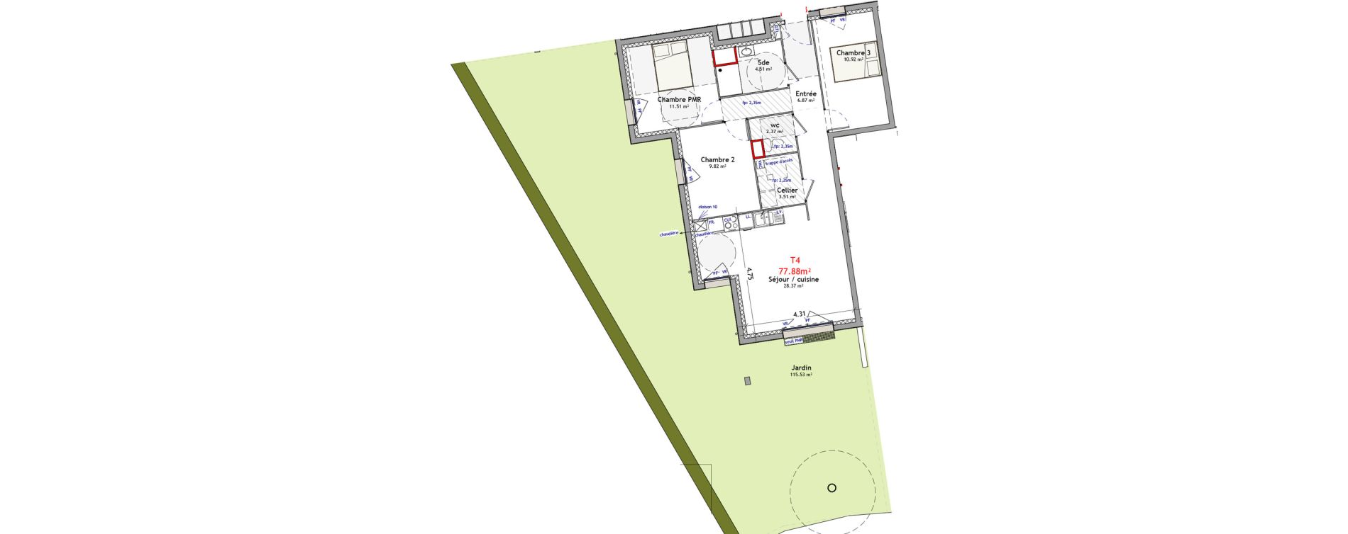 Appartement T4 de 77,88 m2 &agrave; Orl&eacute;ans Argonne - n&eacute;cotin - belneuf