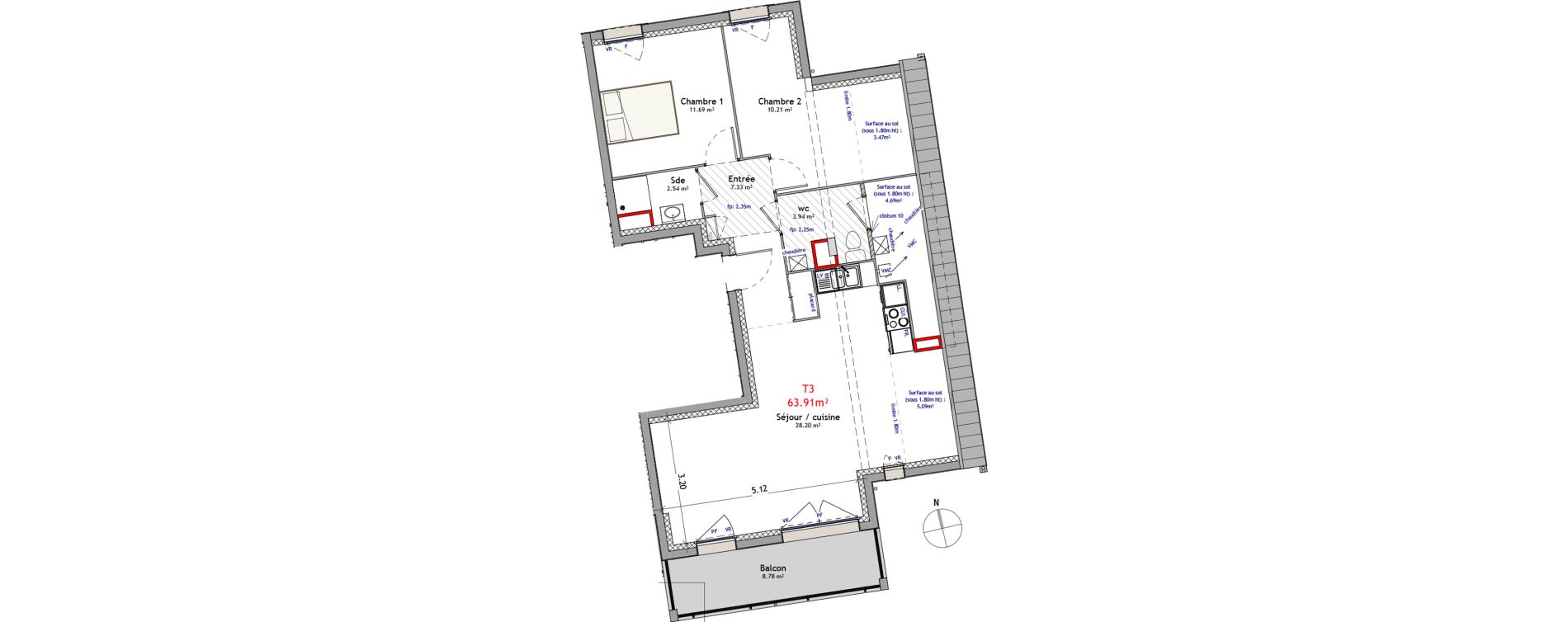 Appartement T3 de 63,91 m2 &agrave; Orl&eacute;ans Argonne - n&eacute;cotin - belneuf