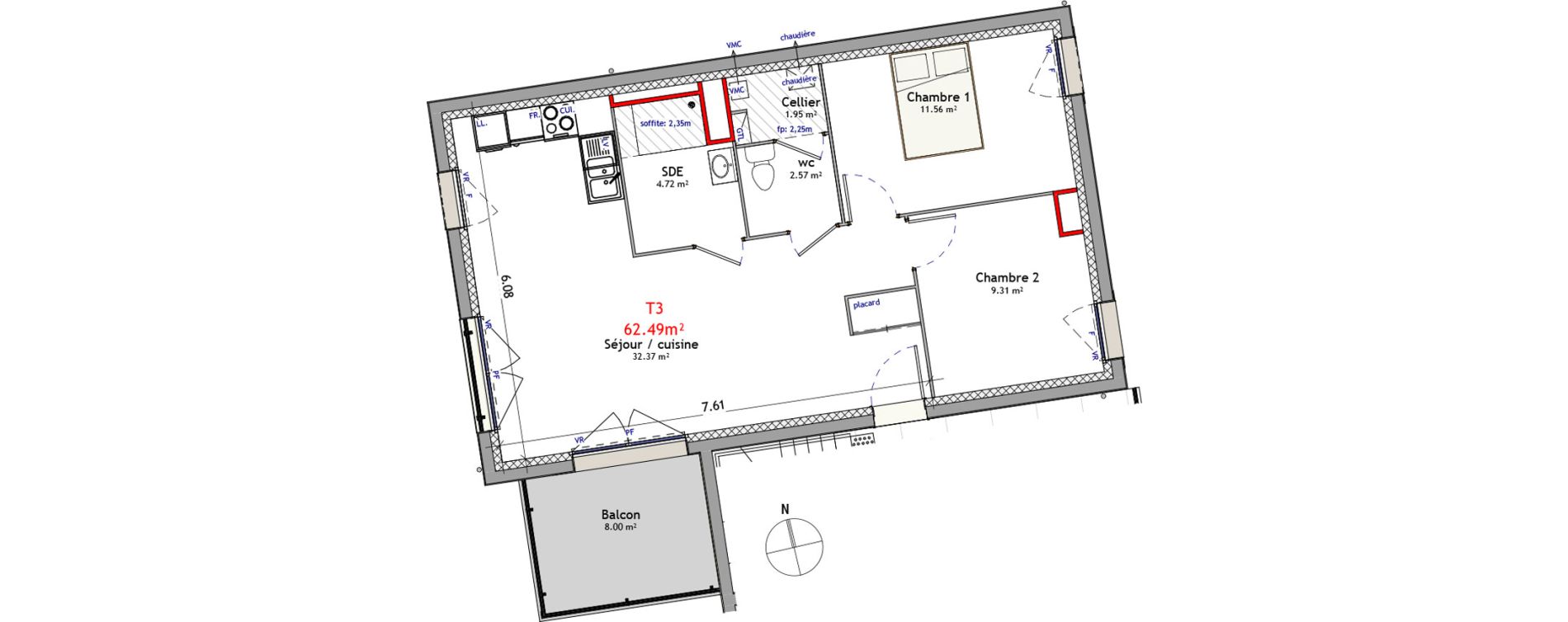 Appartement T3 de 62,49 m2 &agrave; Orl&eacute;ans Argonne - n&eacute;cotin - belneuf