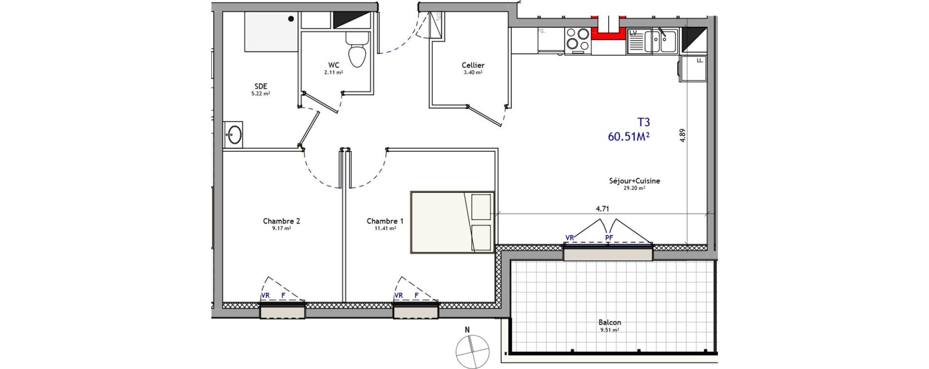 Appartement T3 de 60,51 m2 &agrave; Orl&eacute;ans Argonne - n&eacute;cotin - belneuf