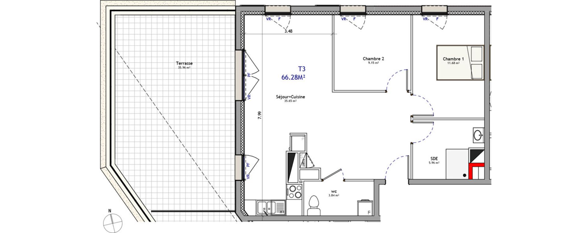 Appartement T3 de 66,28 m2 &agrave; Orl&eacute;ans Argonne - n&eacute;cotin - belneuf