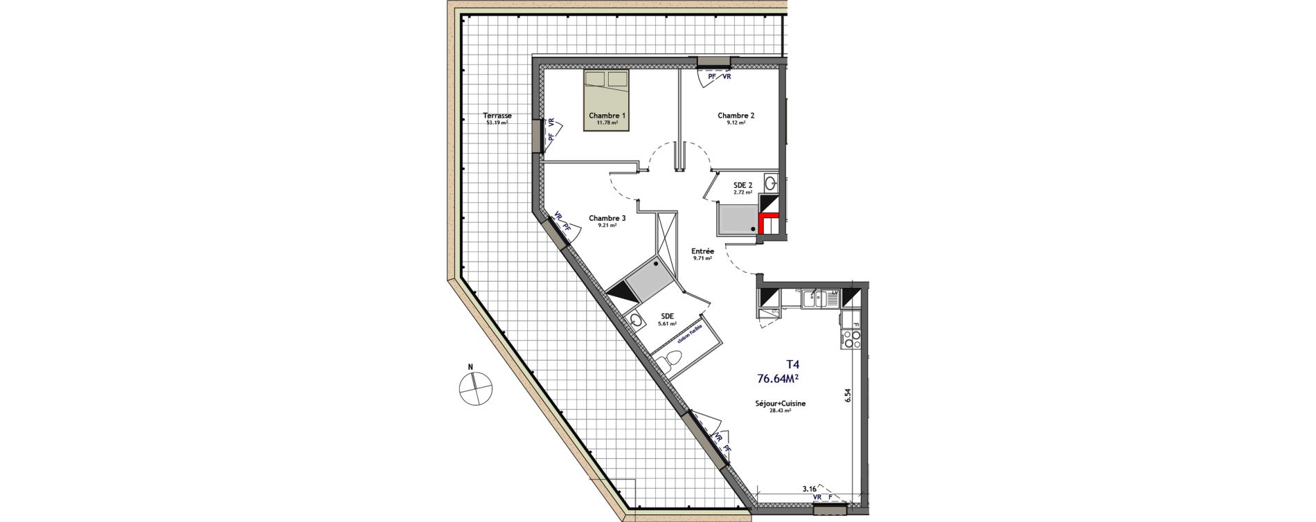 Appartement T4 de 76,57 m2 &agrave; Orl&eacute;ans Argonne - n&eacute;cotin - belneuf