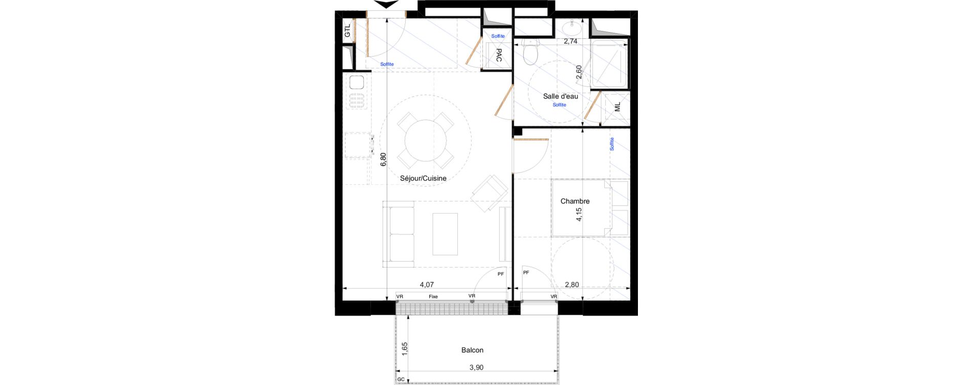 Appartement T2 de 45,28 m2 &agrave; Orl&eacute;ans Corne de cerf - guignegault