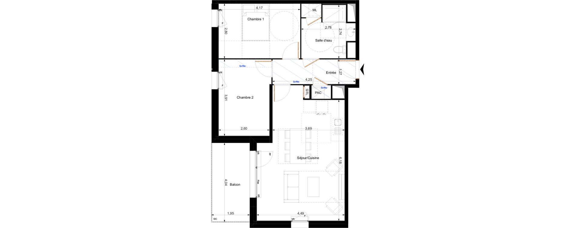 Appartement T3 de 62,46 m2 &agrave; Orl&eacute;ans Corne de cerf - guignegault